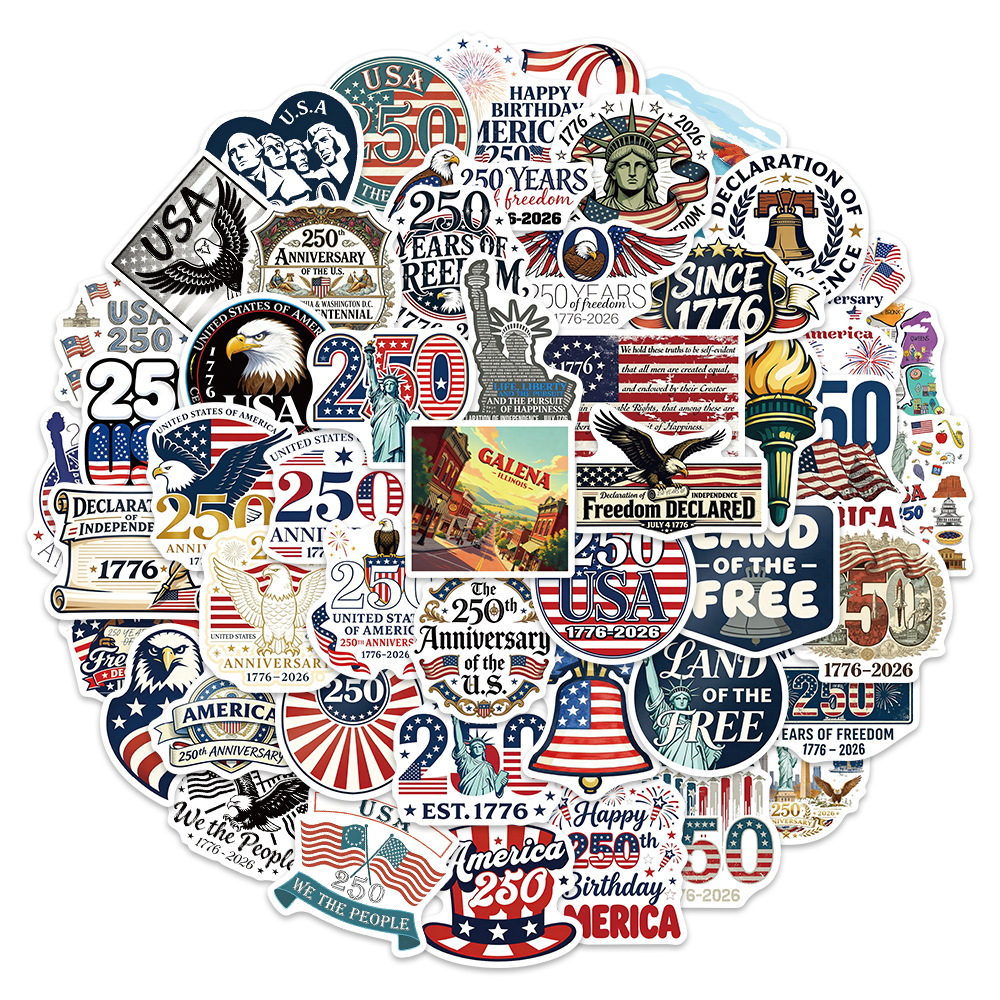 Plastic Cup 50Pcs - 50PCS USA 250th Anniversary Celebration Sticker