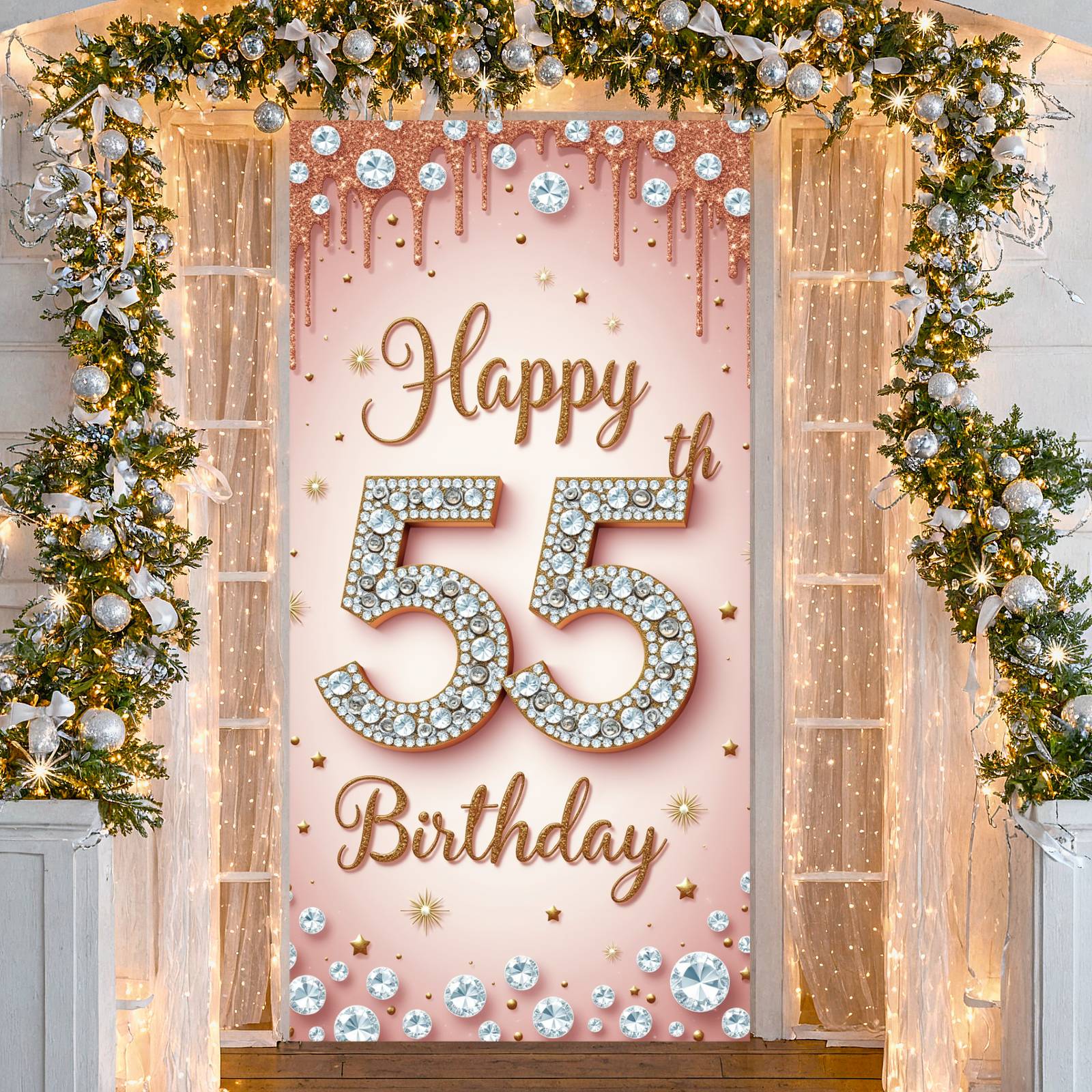 Party Banner Gold - Birthday Celebration Banner Studded Luxury Birthday