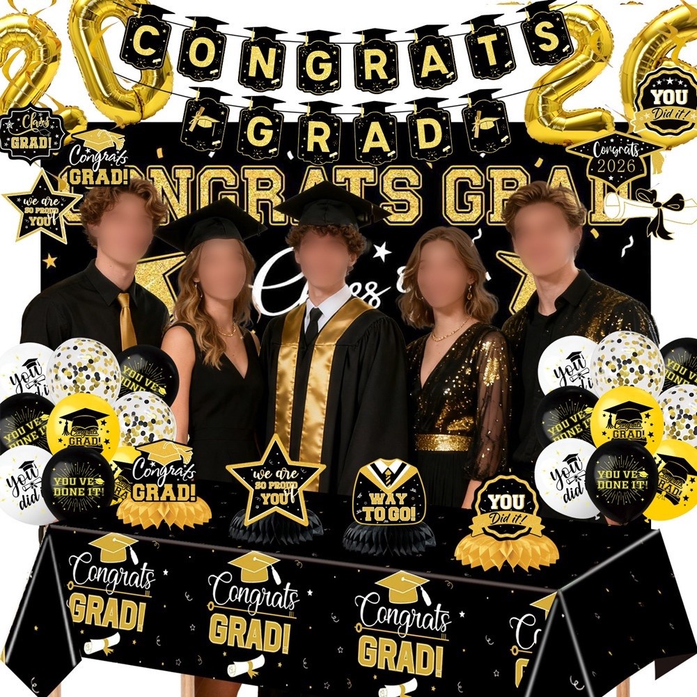 Party Banner Gold - Graduation Party Kit Class of 2026