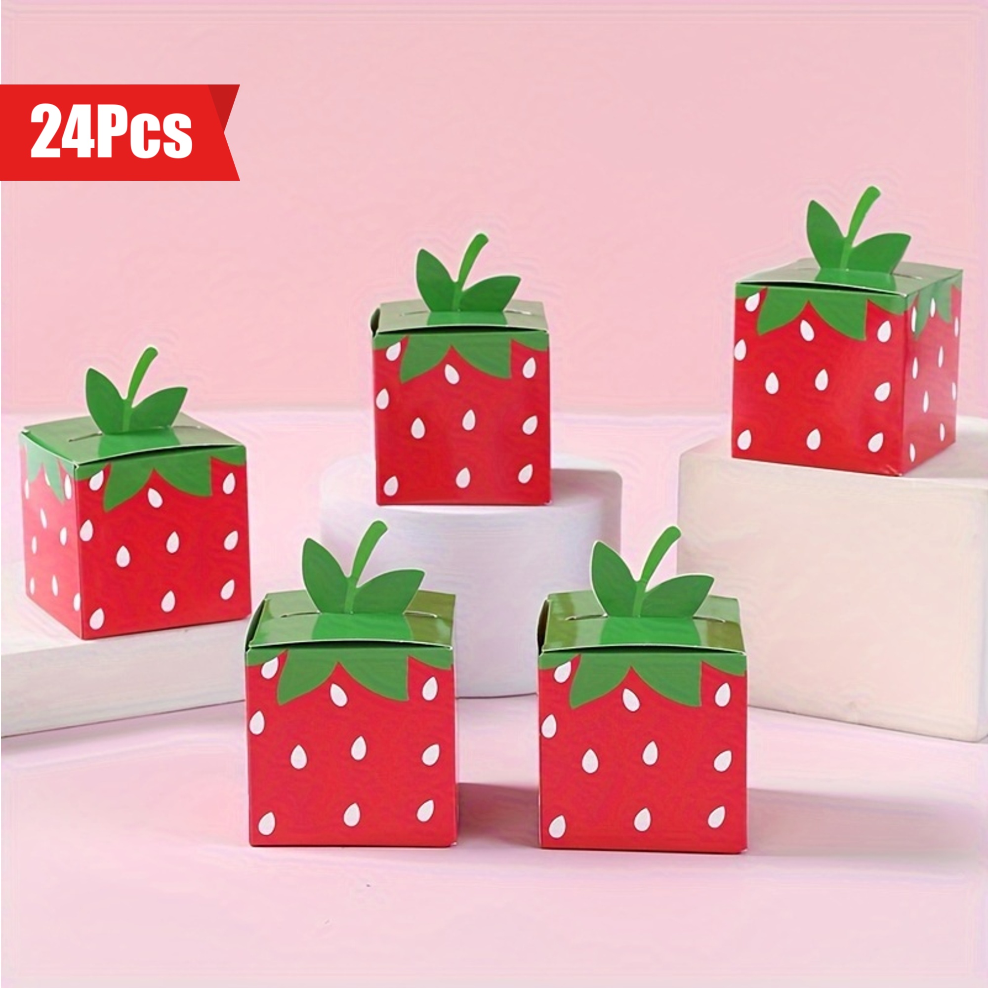 Event Party Box - 12/24PCS Sweet Fruit Strawberry Theme Paper