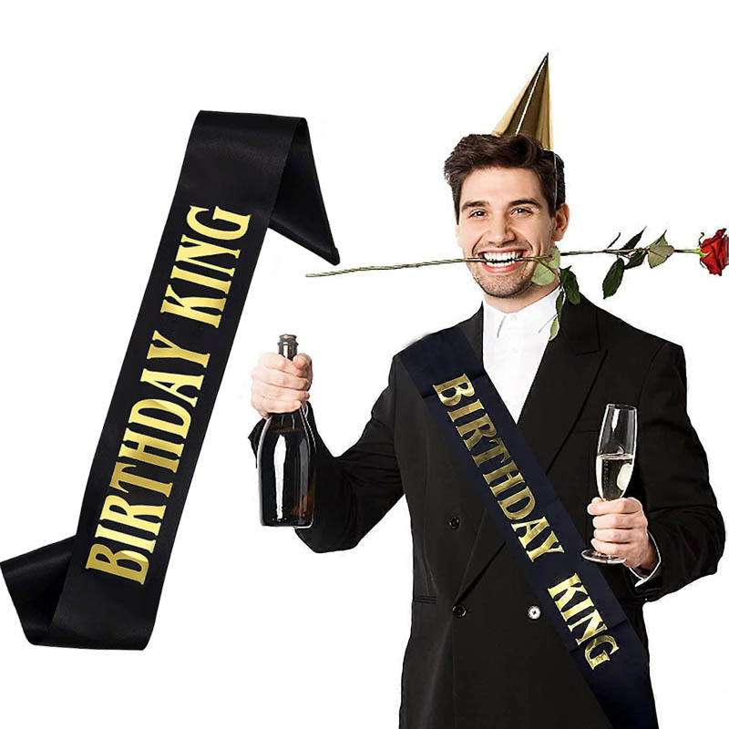 Birthday Sash Glitter - 1pc Black Gold Birthday 