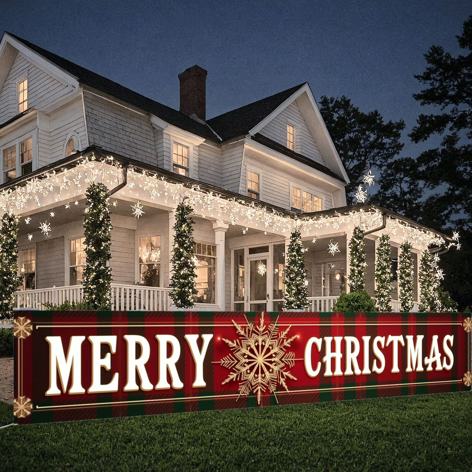 Party Banner Gold - Festival Decoration Gold Snowflake Event Banner