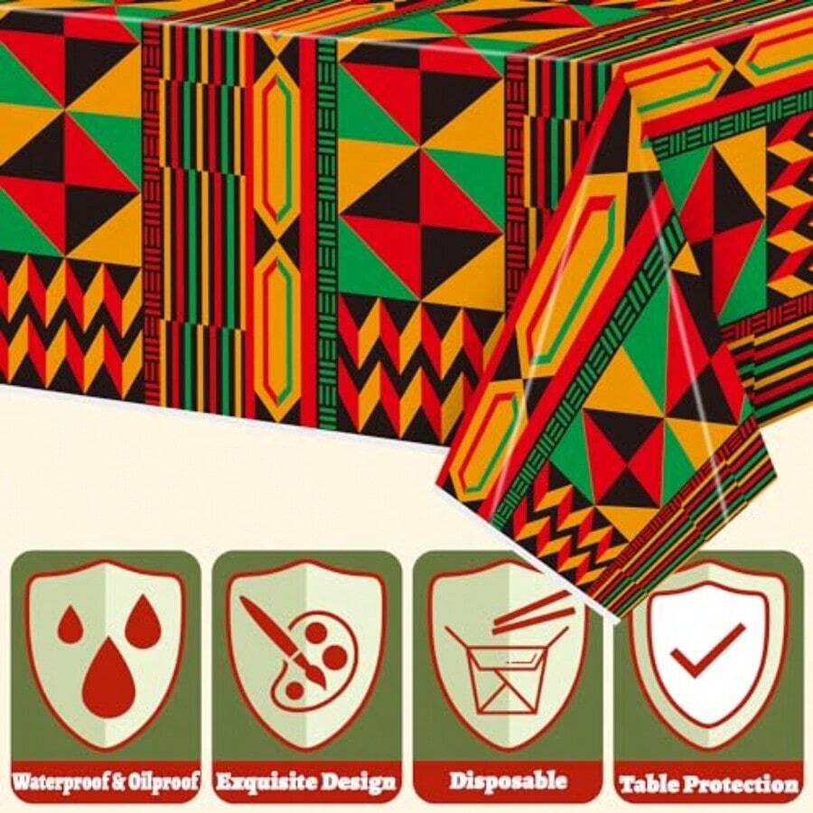 Table Cloth Disposable - 3 Packs African Print Disposable Tablecloth