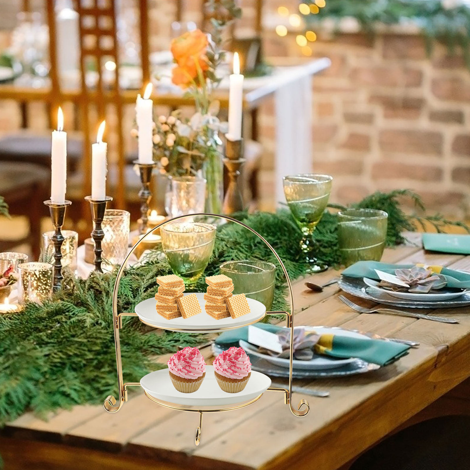 Golden Metal Cake Stand Two Ti - огляд і ціна Cupcake Stand Tier