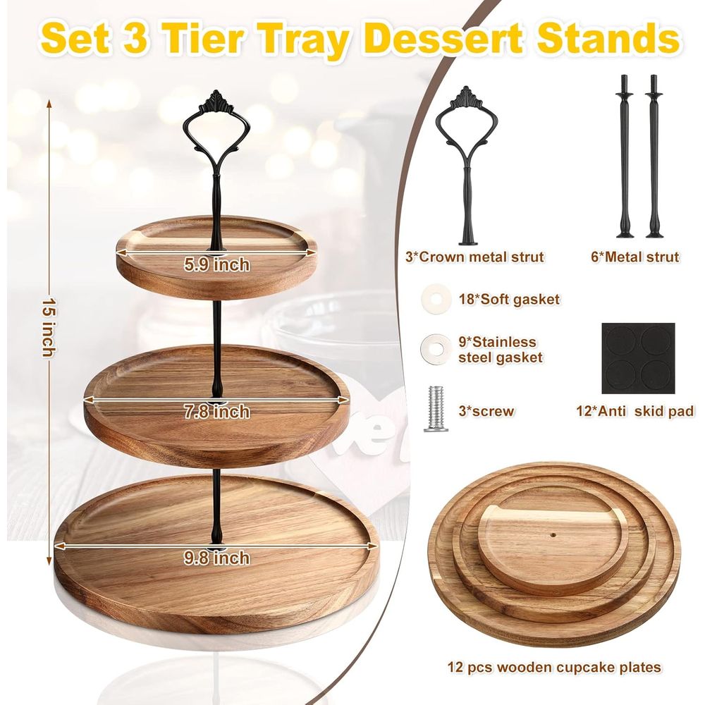 3 Set 3 Tier Wood Cupcake Stan - огляд і ціна Cupcake Stand Tier