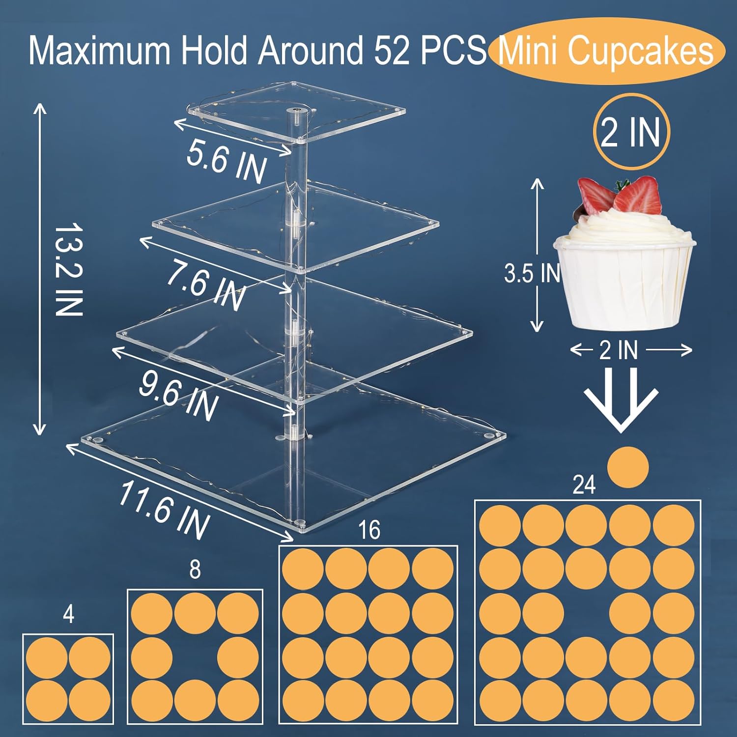 4 Tier Premium Acrylic Cupcake - огляд і ціна Cupcake Stand Tier