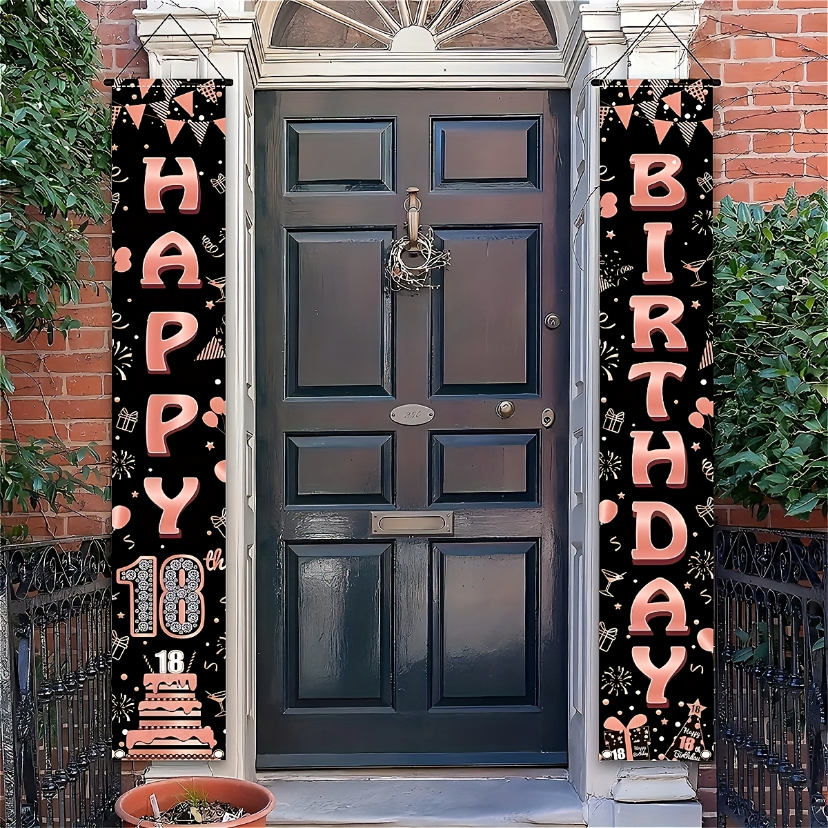 2Pcs Rose Gold Polyester Door  - огляд і ціна Party Banner Gold
