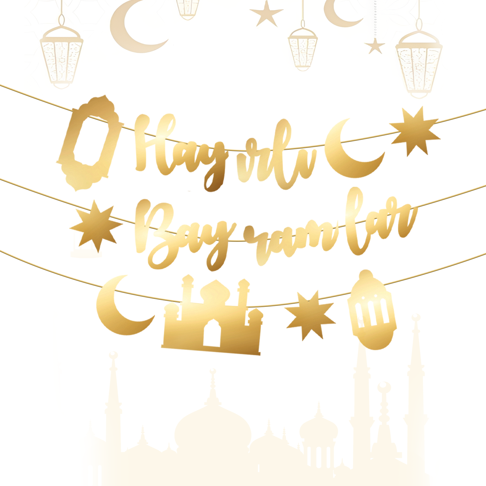 Hayirli Bayramlar Garland Deco - огляд і ціна Party Banner Gold