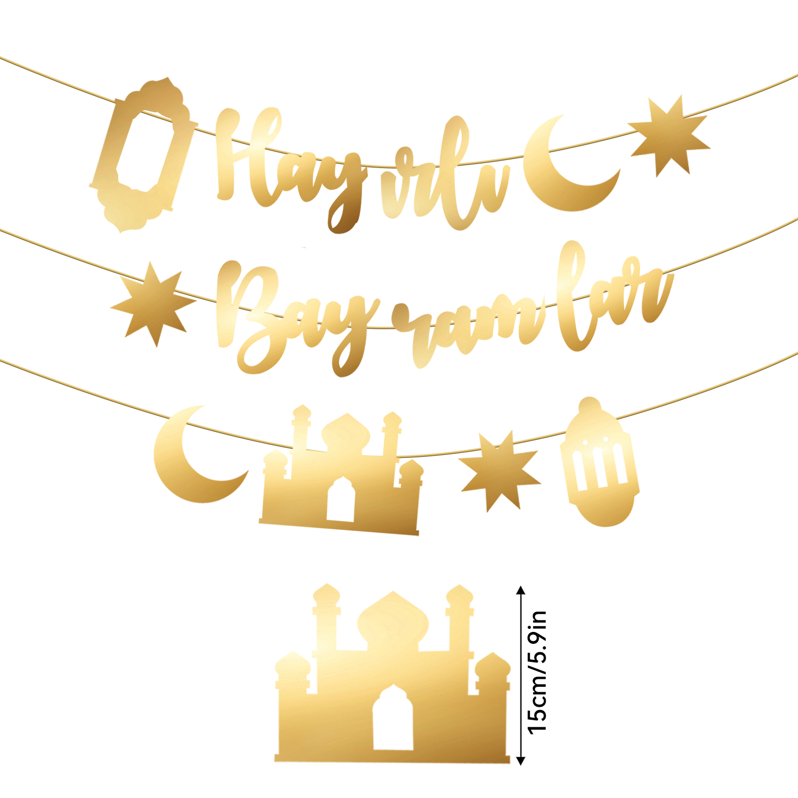 Hayirli Bayramlar Garland Deco - огляд і ціна Party Banner Gold