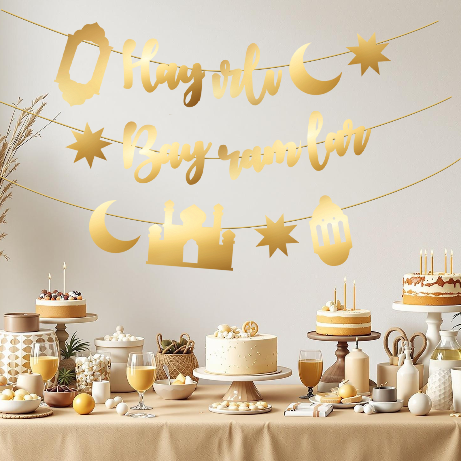 Hayirli Bayramlar Garland Deco - огляд і ціна Party Banner Gold