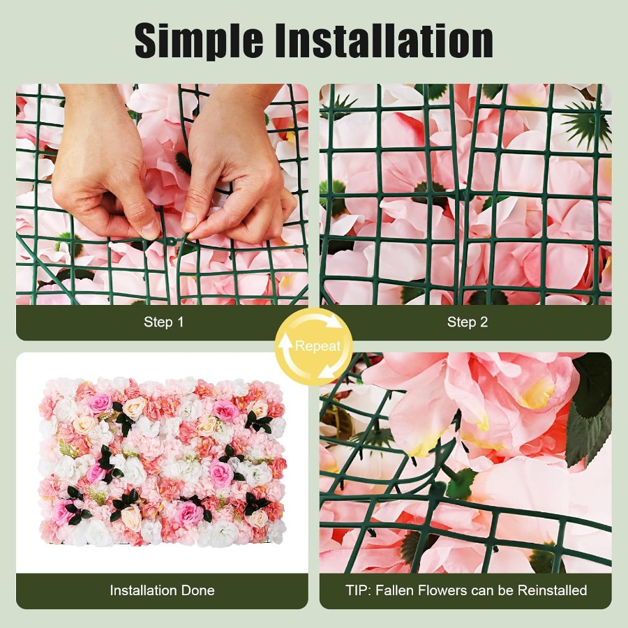 12 Pack Artificial Flower Wall - огляд і ціна Flower Wall Panel