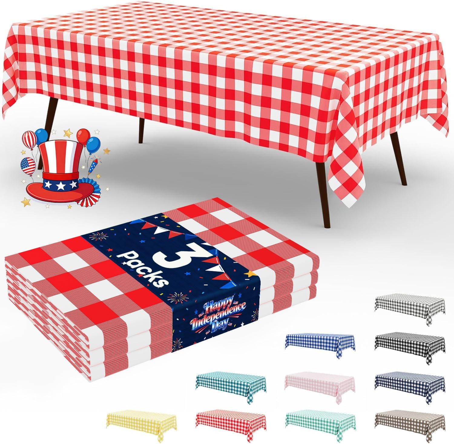 Smiry 3 Pack Red Gingham Dispo - огляд і ціна Table Cloth Disposable