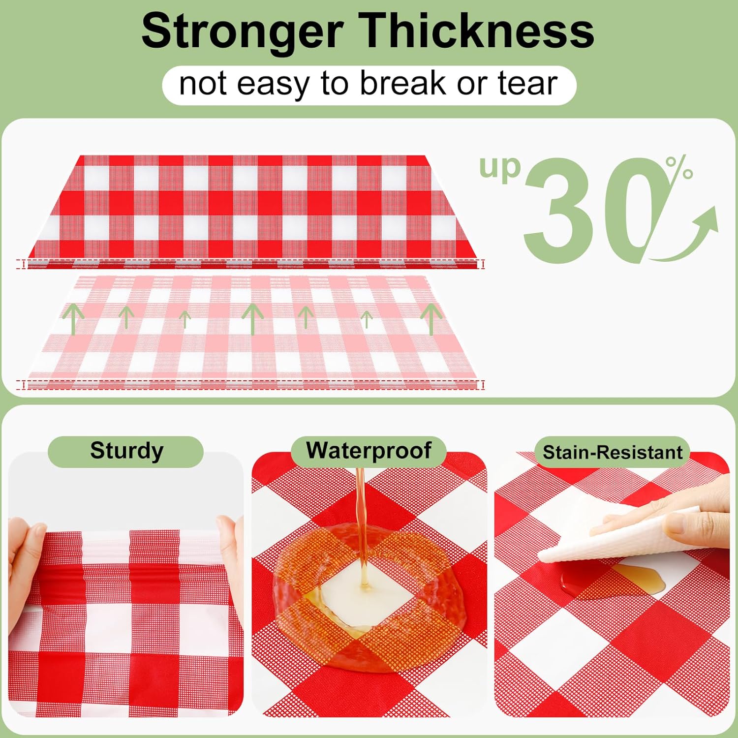 Smiry 3 Pack Red Gingham Dispo - огляд і ціна Table Cloth Disposable