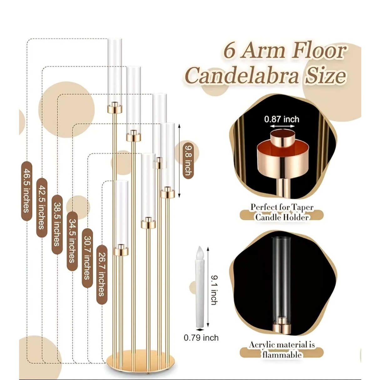 2 Sets Floor Candelabra 6 Arms - огляд і ціна Centerpiece Stick
