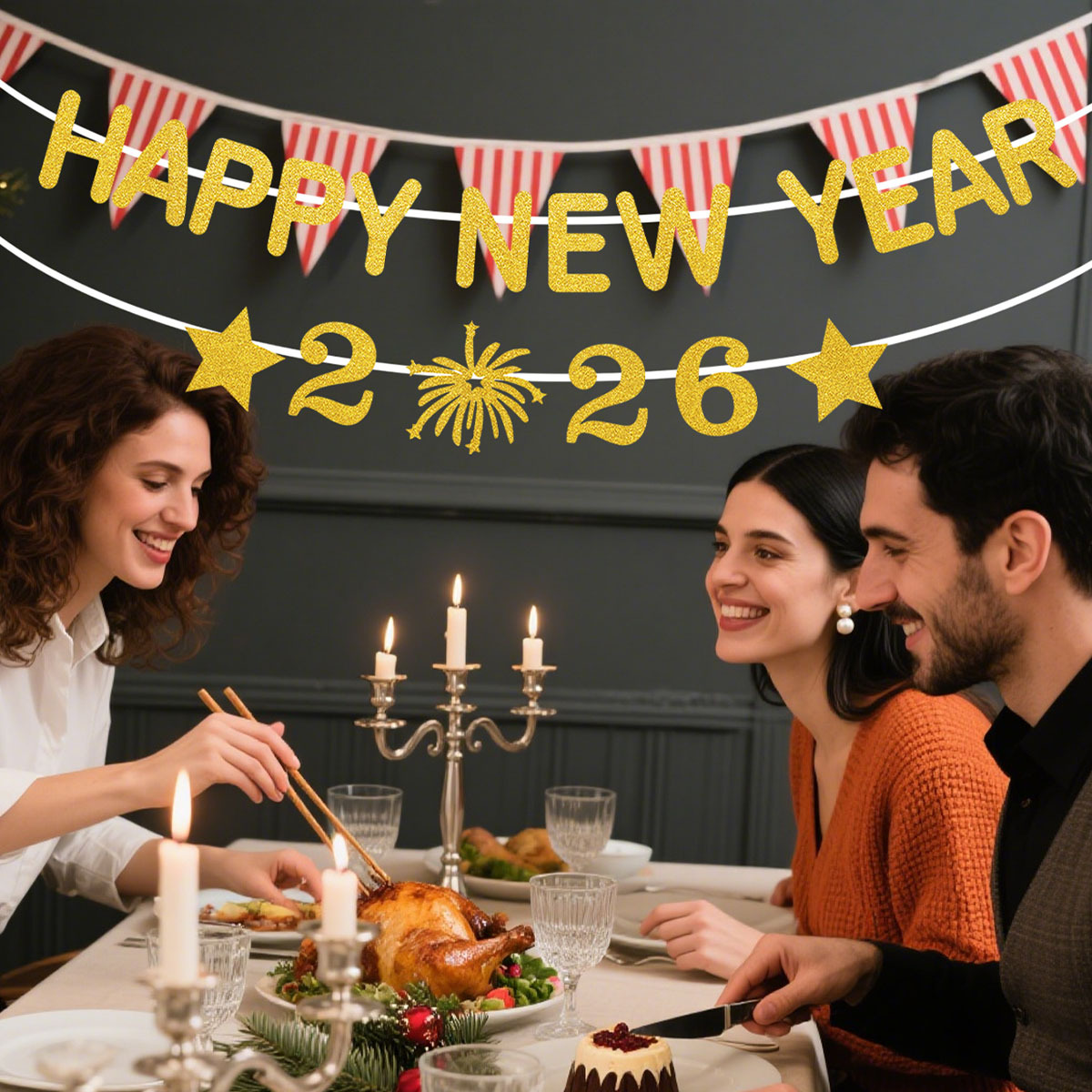 1Set 2026 Happy New Year Decor - огляд і ціна Party Banner Gold