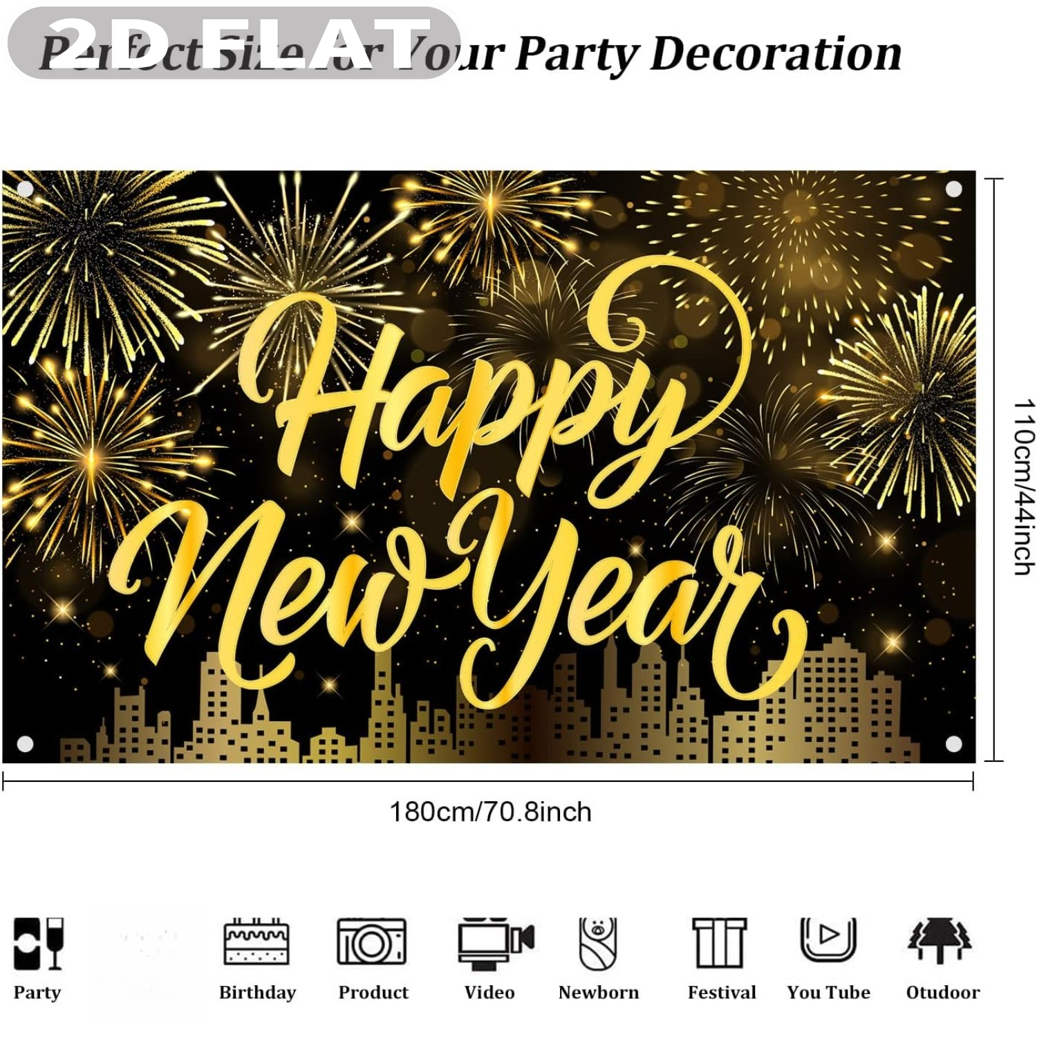 1pc Happy New Year Party Photo - огляд і ціна Party Banner Gold