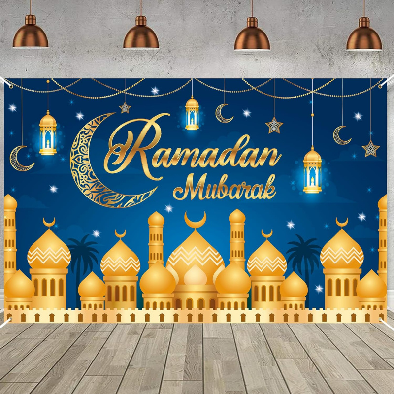 VIKAMA Ramadan Mubarak Blue Go - огляд і ціна Party Banner Gold