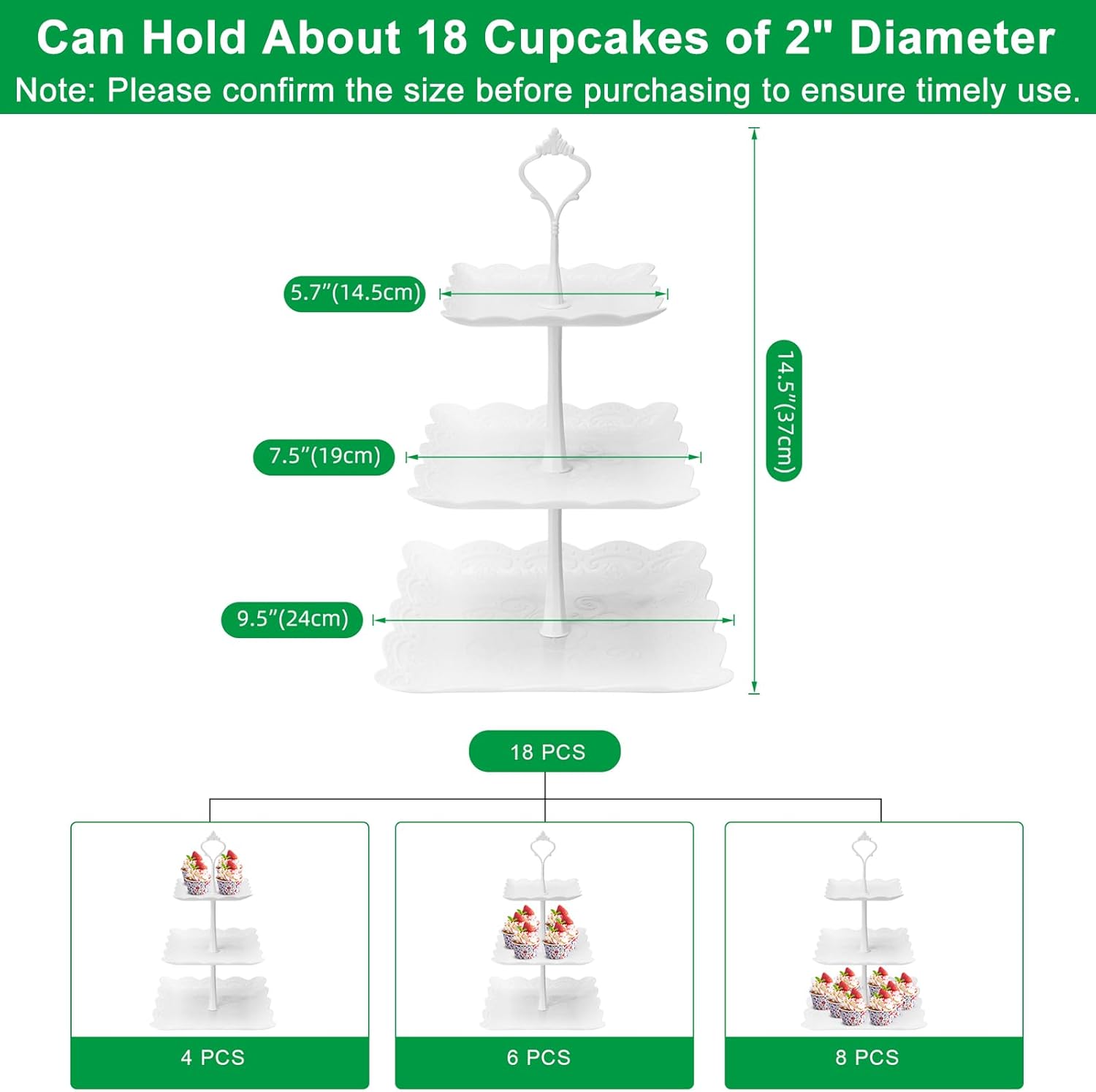 3 Tier Cupcake Stand, Plastic  - огляд і ціна Cupcake Stand Tier