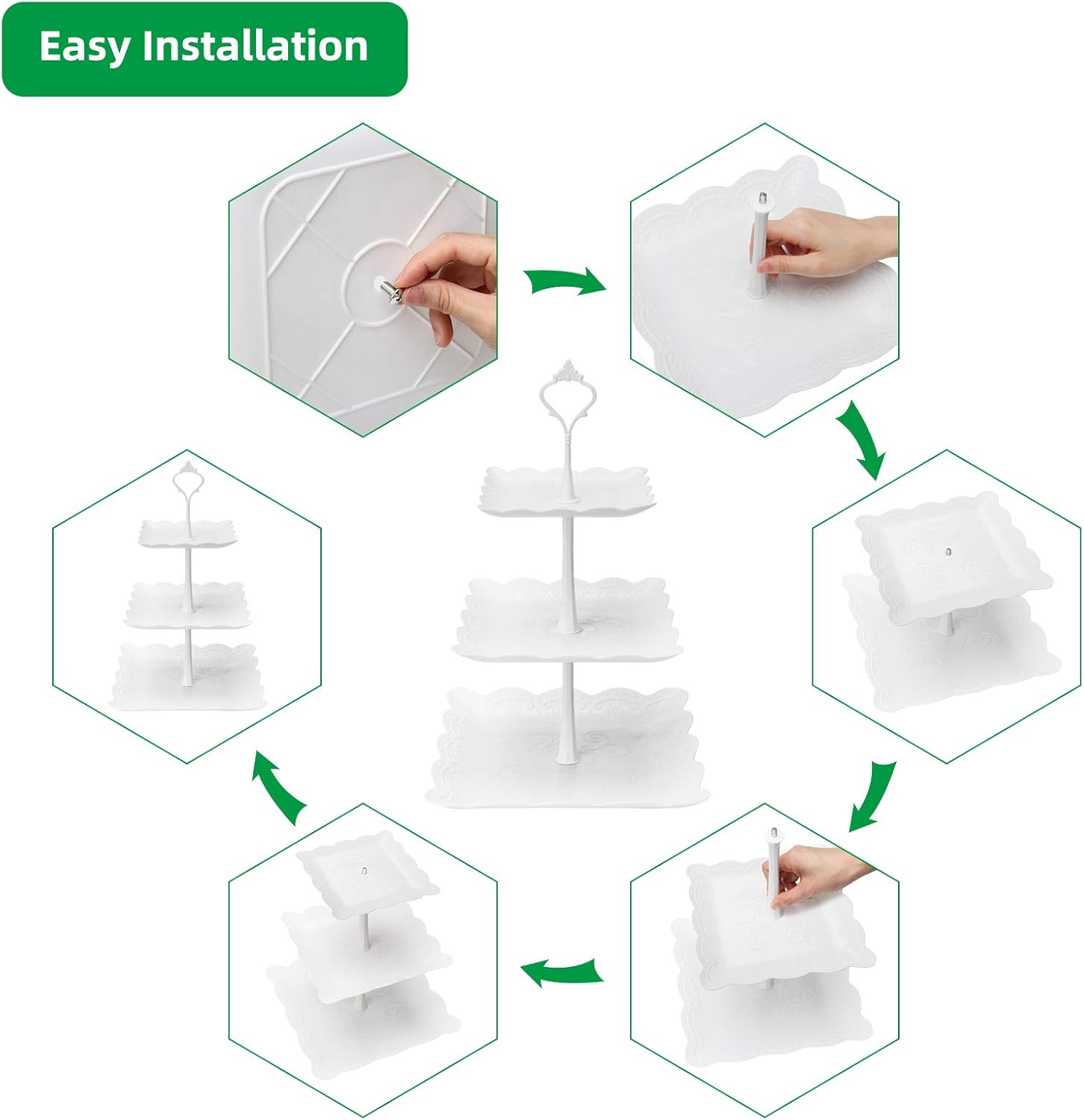 3 Tier Cupcake Stand, Plastic  - огляд і ціна Cupcake Stand Tier