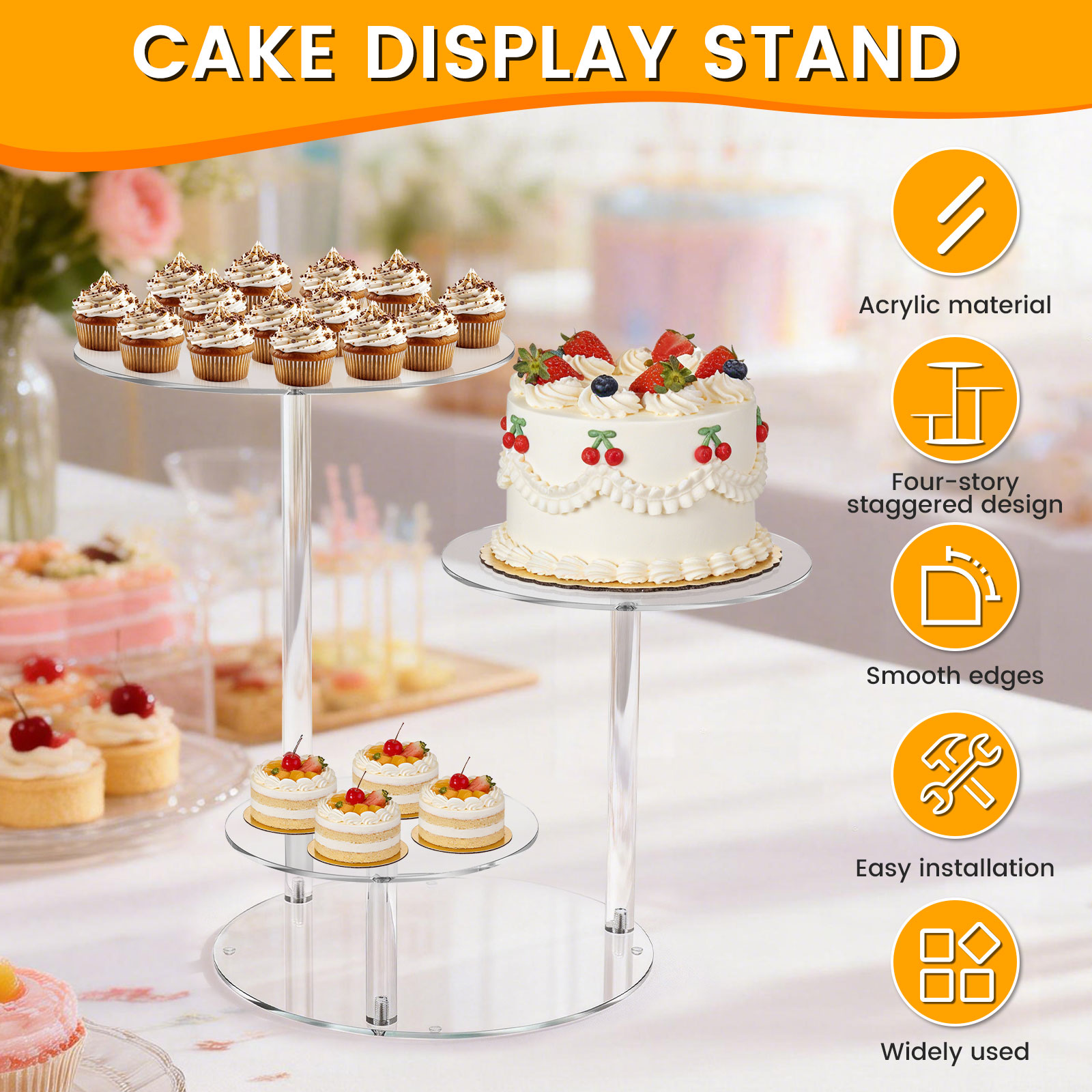 4 Tier Cake Stand Acrylic Tran - огляд і ціна Cupcake Stand Tier