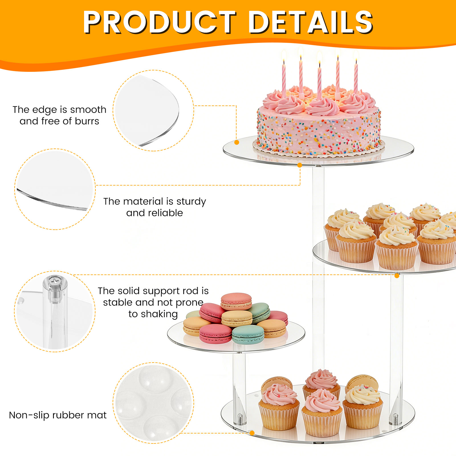 4 Tier Cake Stand Acrylic Tran - огляд і ціна Cupcake Stand Tier