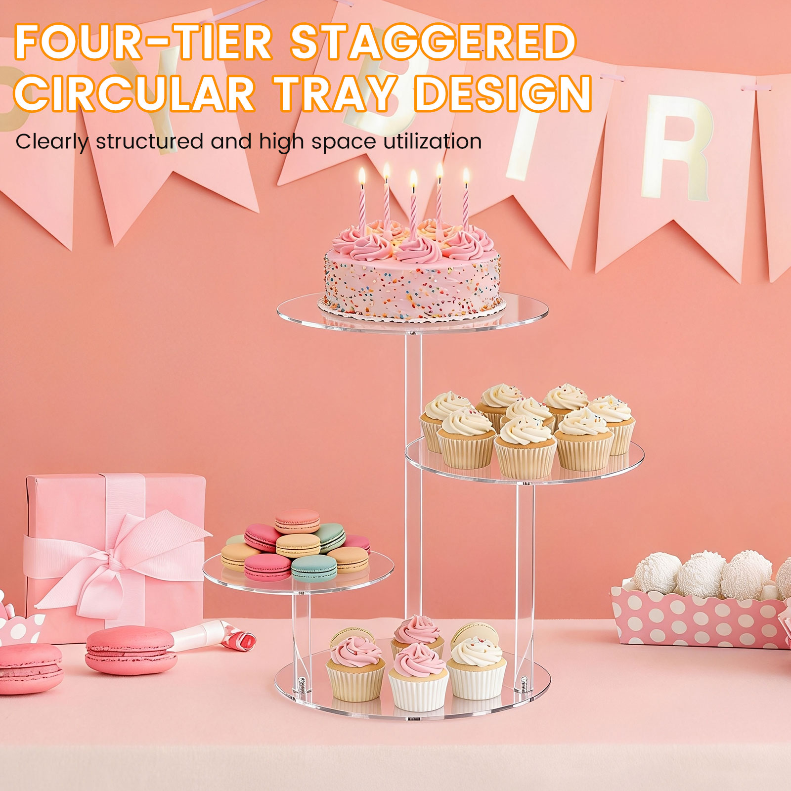 4 Tier Cake Stand Acrylic Tran - огляд і ціна Cupcake Stand Tier