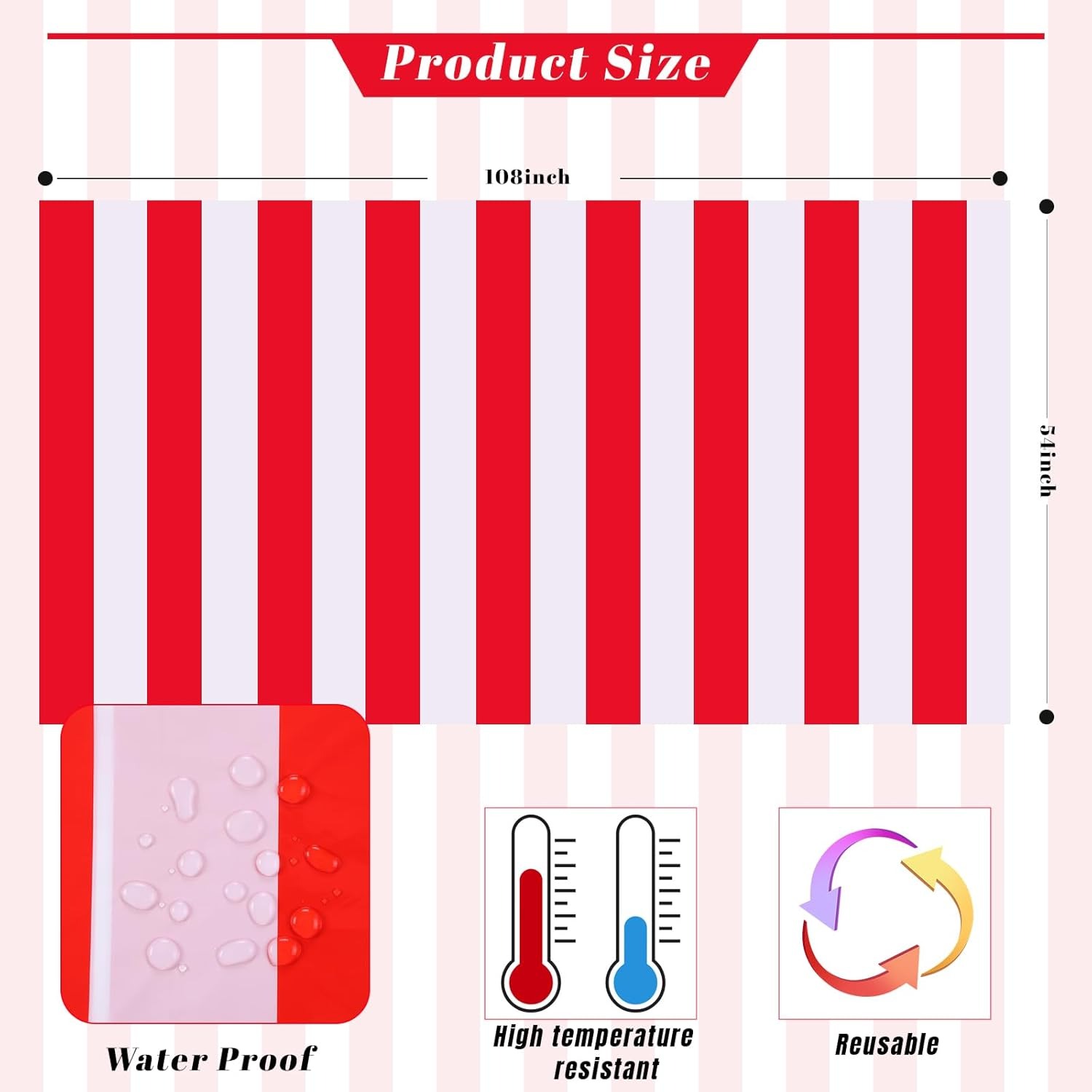 3 Packs Red and White Horizont - огляд і ціна Table Cloth Disposable