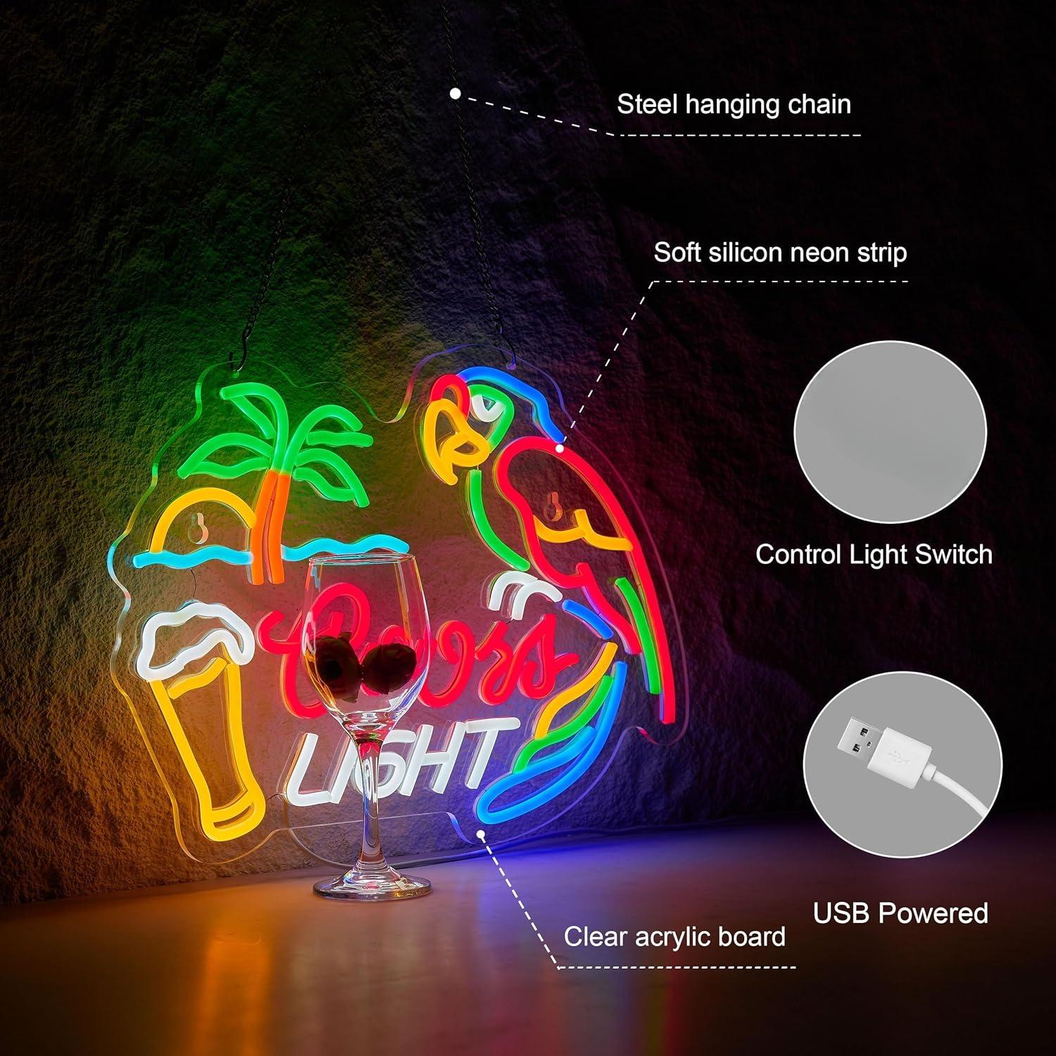 Bar Parrot Neon Sign Art Wall  - огляд і ціна Neon Sign Party