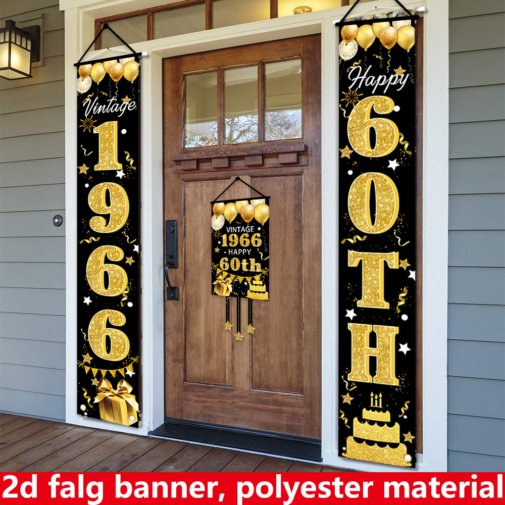 2D Flat 3-Piece 60th Birthday  - огляд і ціна Party Banner Gold