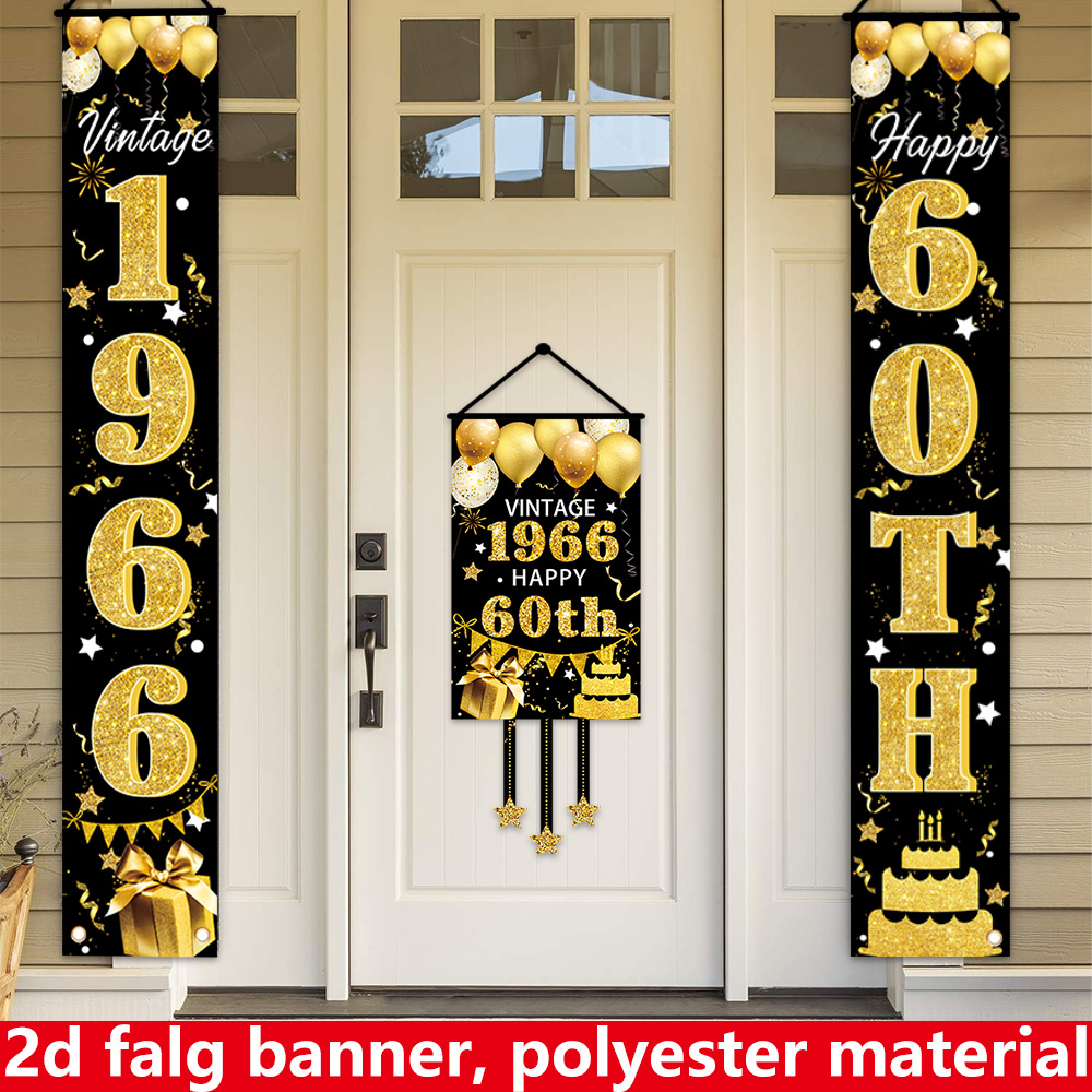 2D Flat 3-Piece 60th Birthday  - огляд і ціна Party Banner Gold