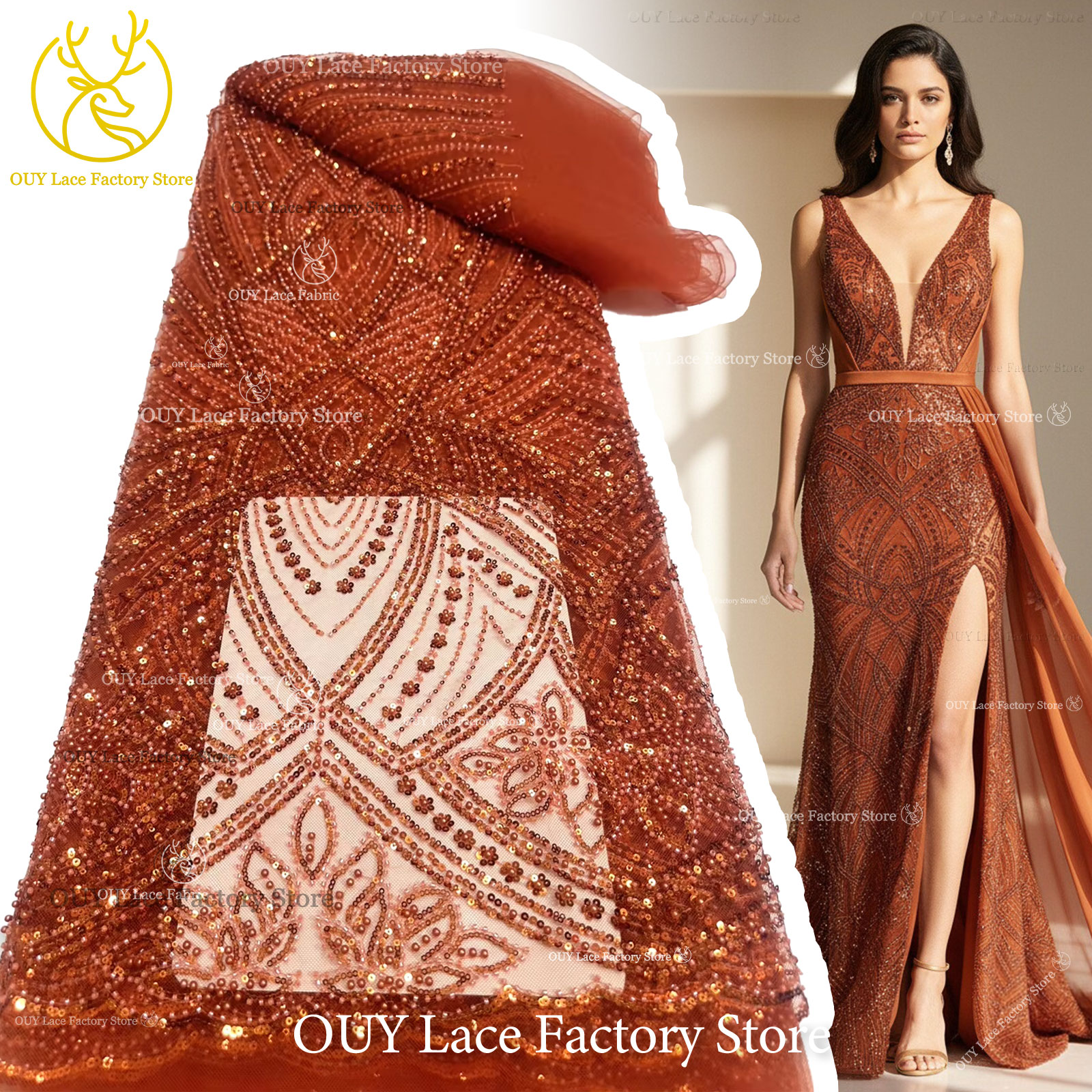 African Gold Beaded Lace Fabri - огляд і ціна Glitter Tablecloth