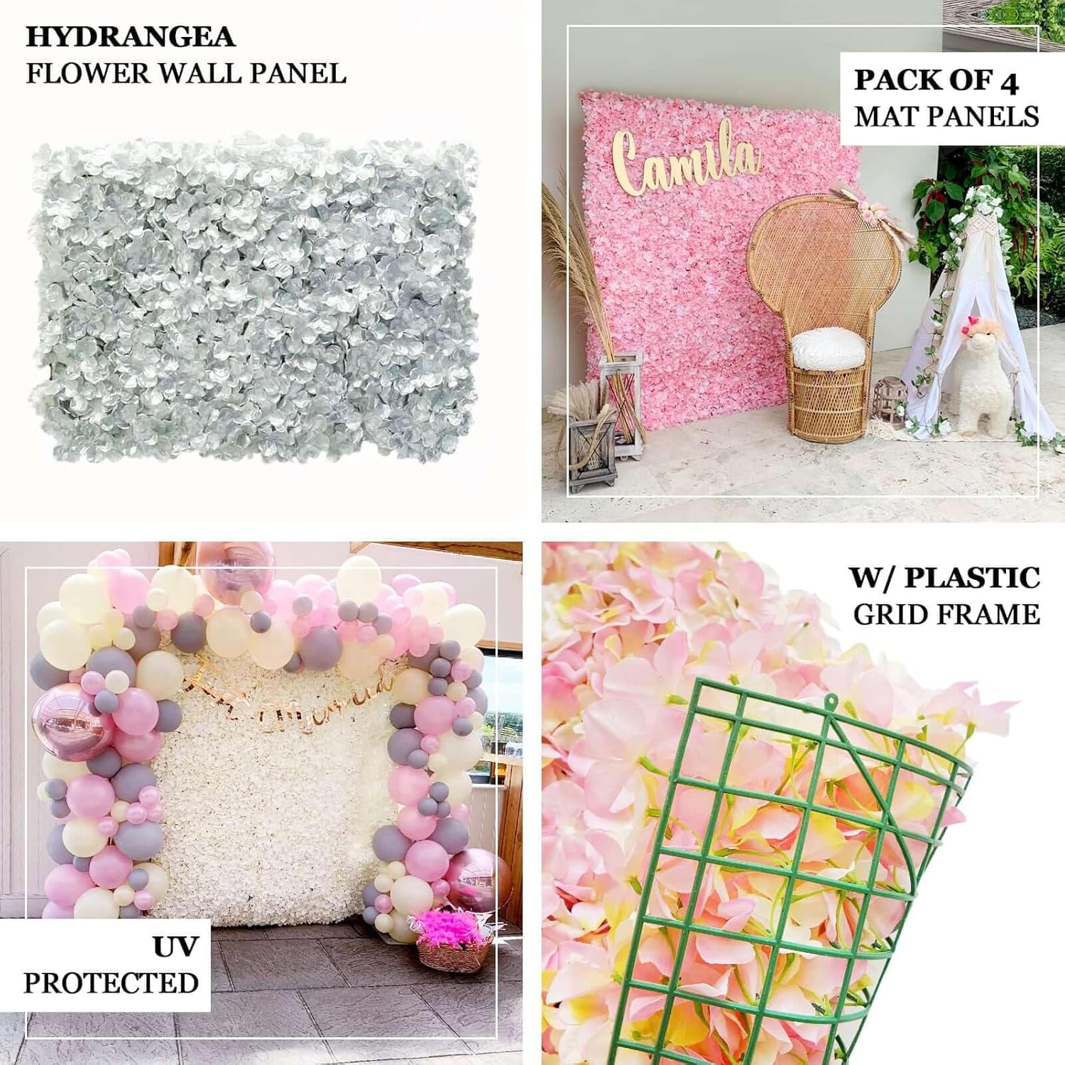4 Pcs Pink Dusty Rose Silk Hyd - огляд і ціна Flower Wall Panel