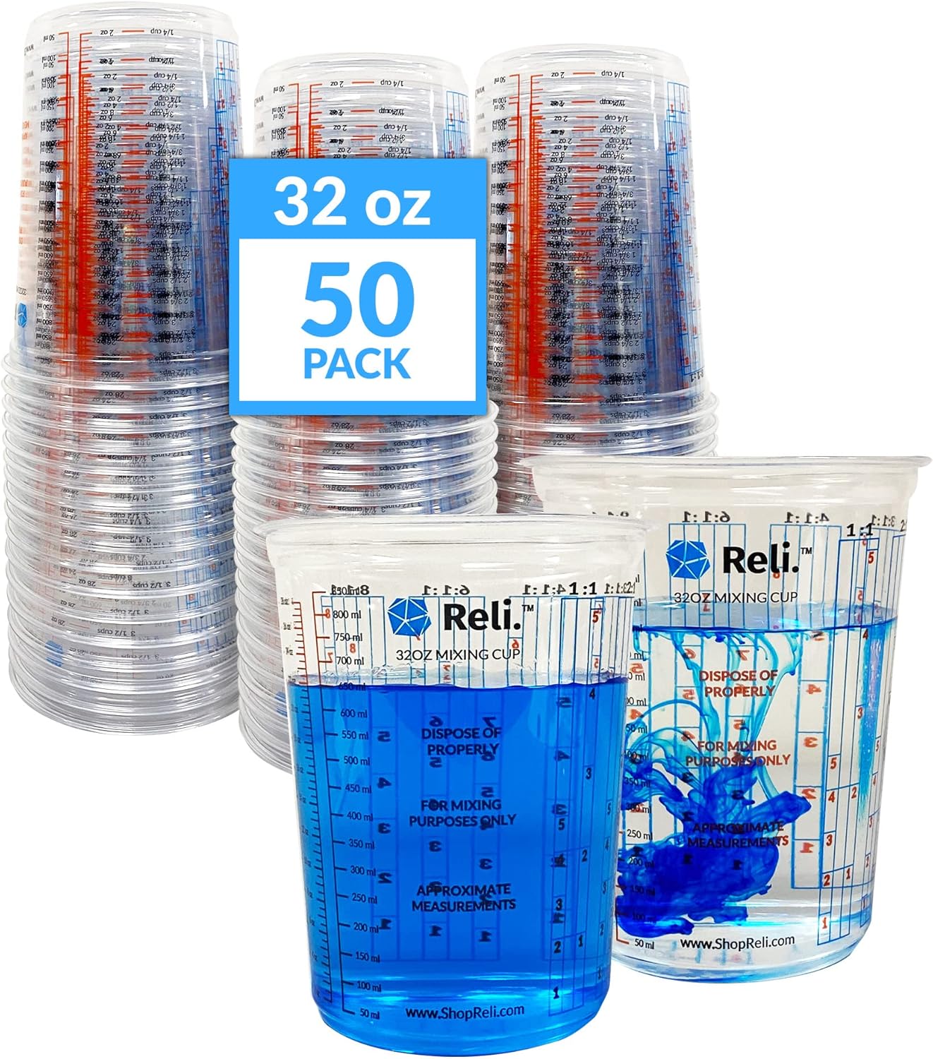 50 Pcs 32oz Disposable Paint M - огляд і ціна Plastic Cup 50Pcs