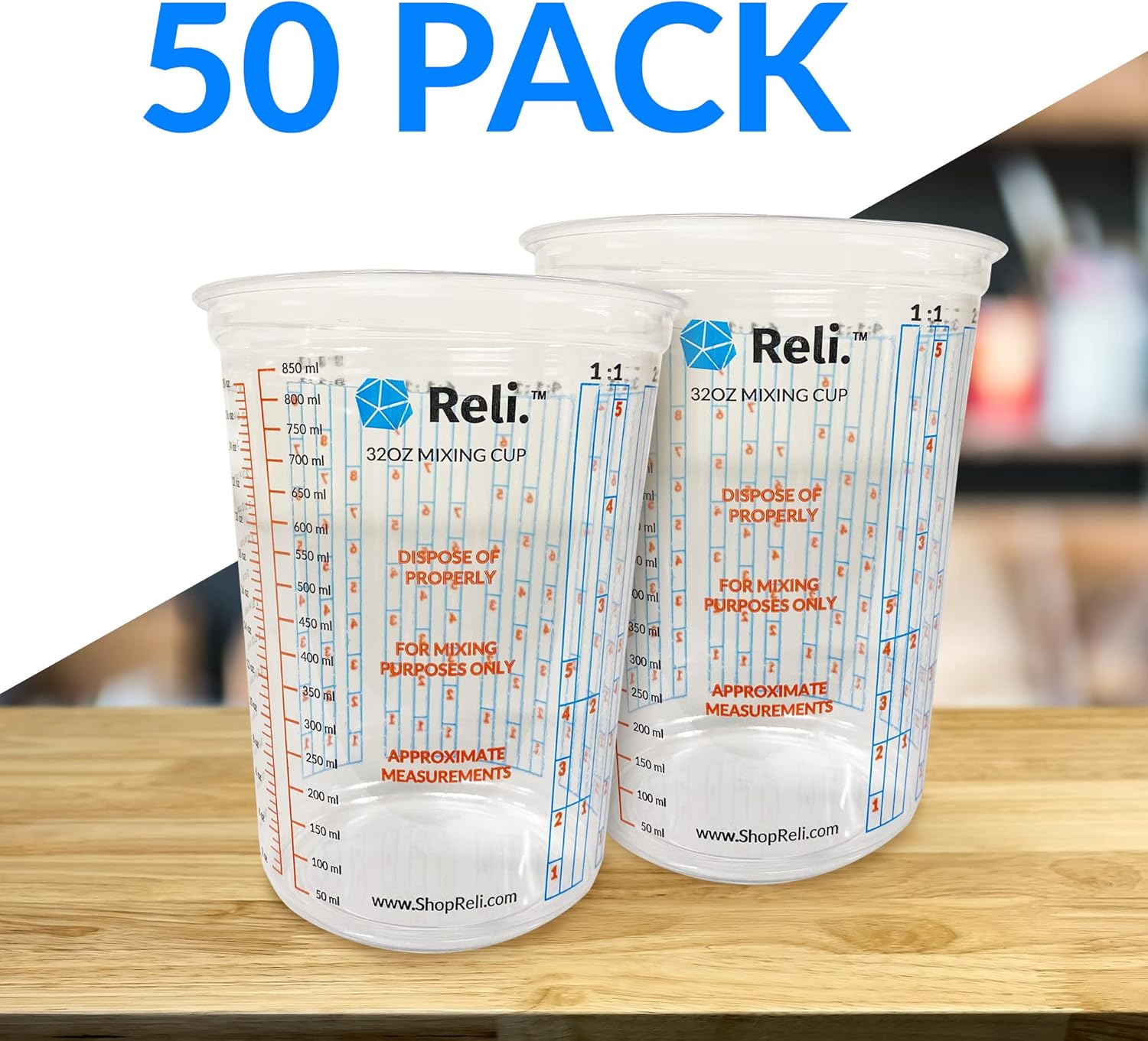 50 Pcs 32oz Disposable Paint M - огляд і ціна Plastic Cup 50Pcs