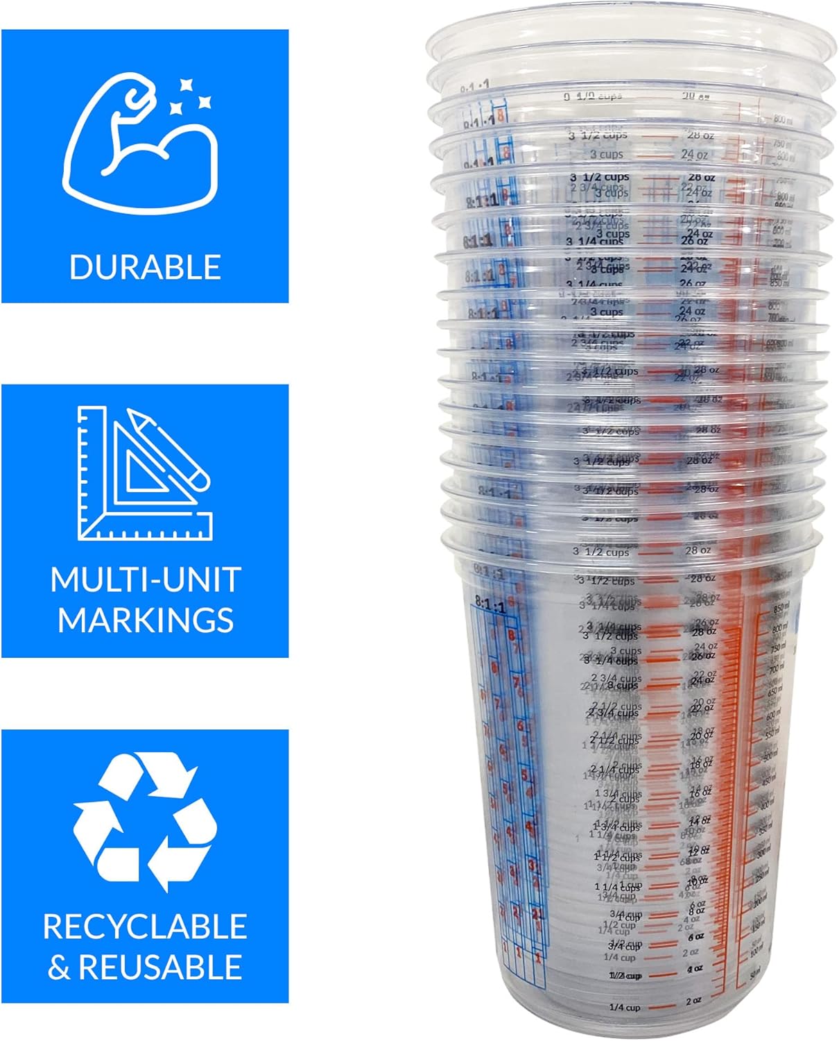 50 Pcs 32oz Disposable Paint M - огляд і ціна Plastic Cup 50Pcs