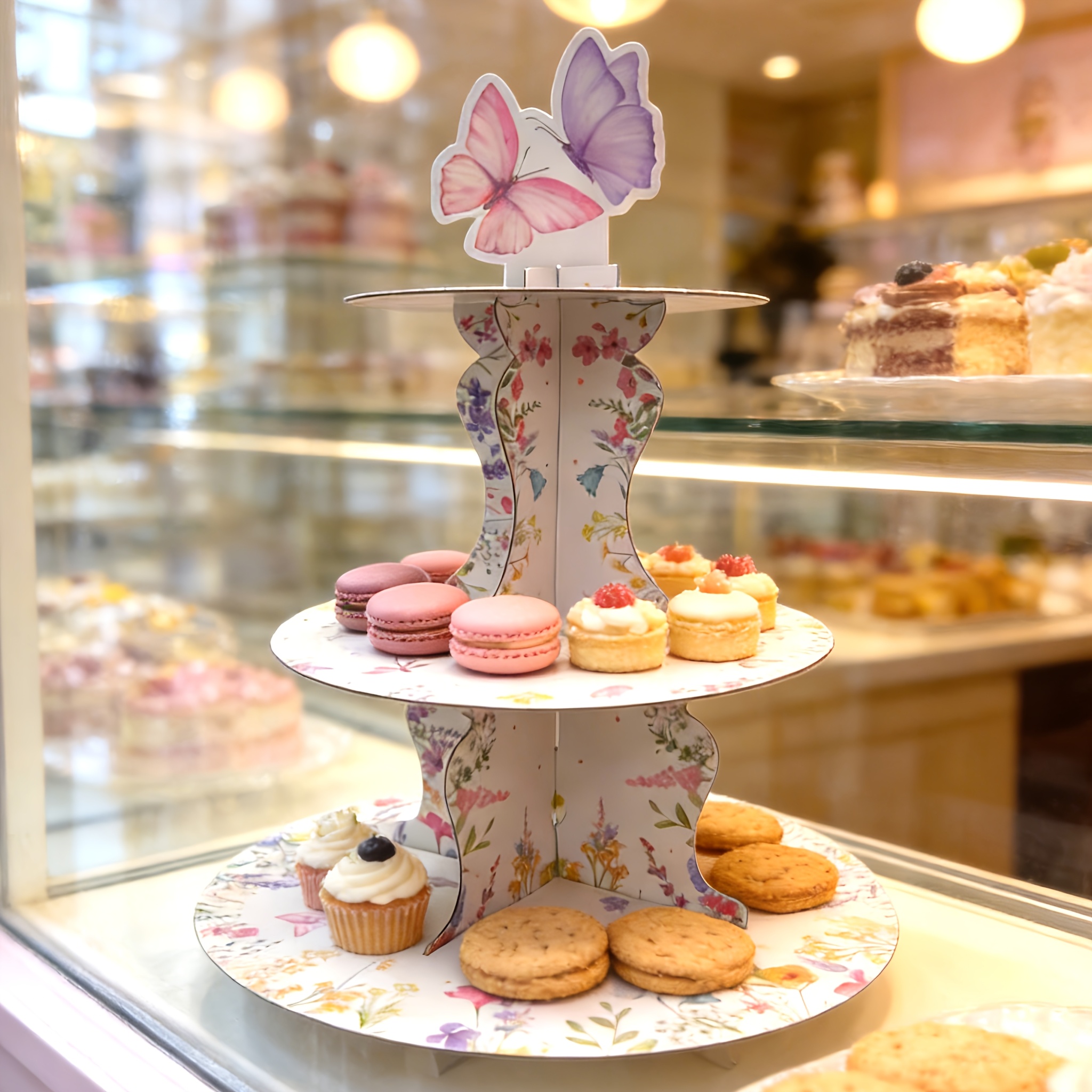 3-Tier Wildflower Butterfly Ca - огляд і ціна Cupcake Stand Tier