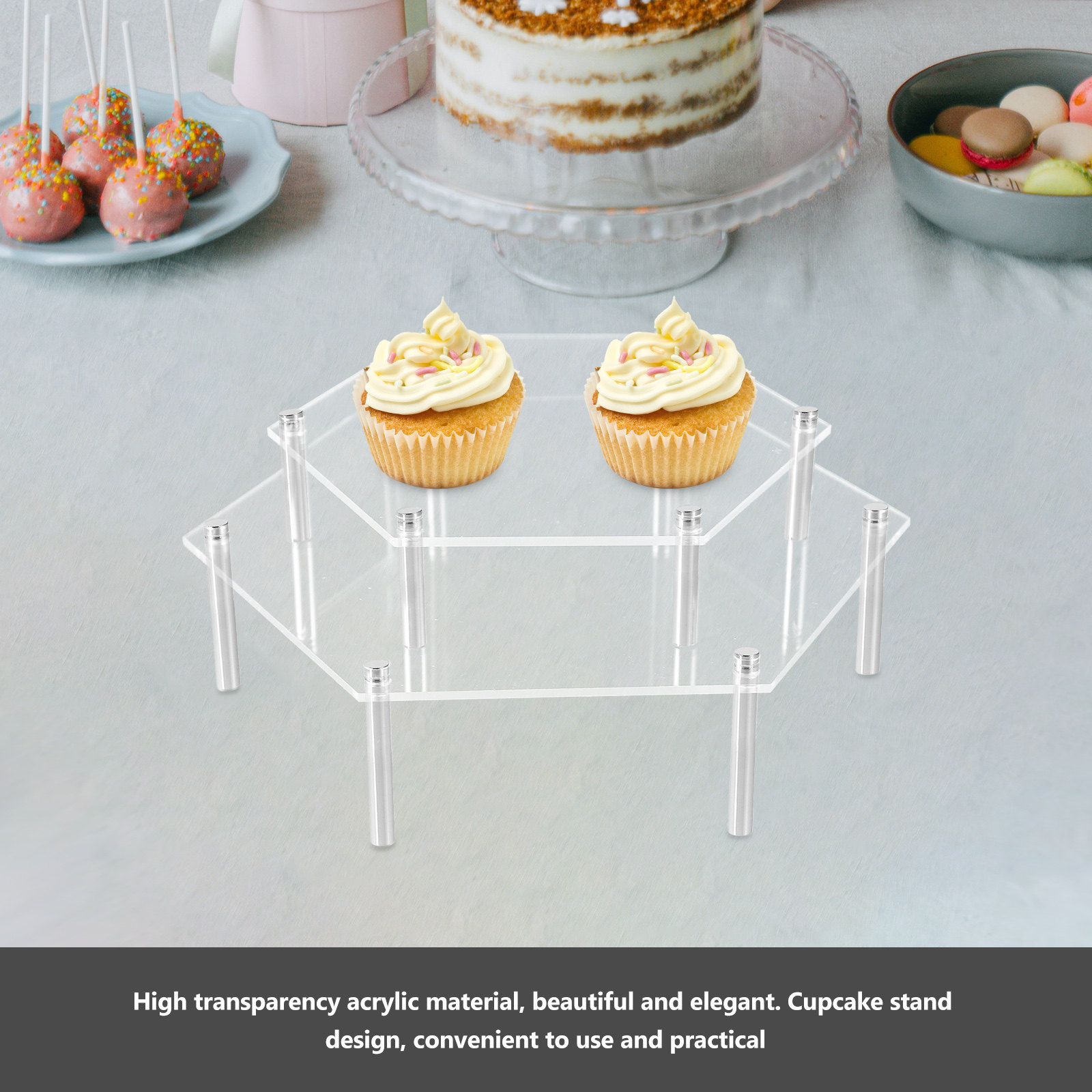 1Set Acrylic Cake Stand Clear  - огляд і ціна Cupcake Stand Tier