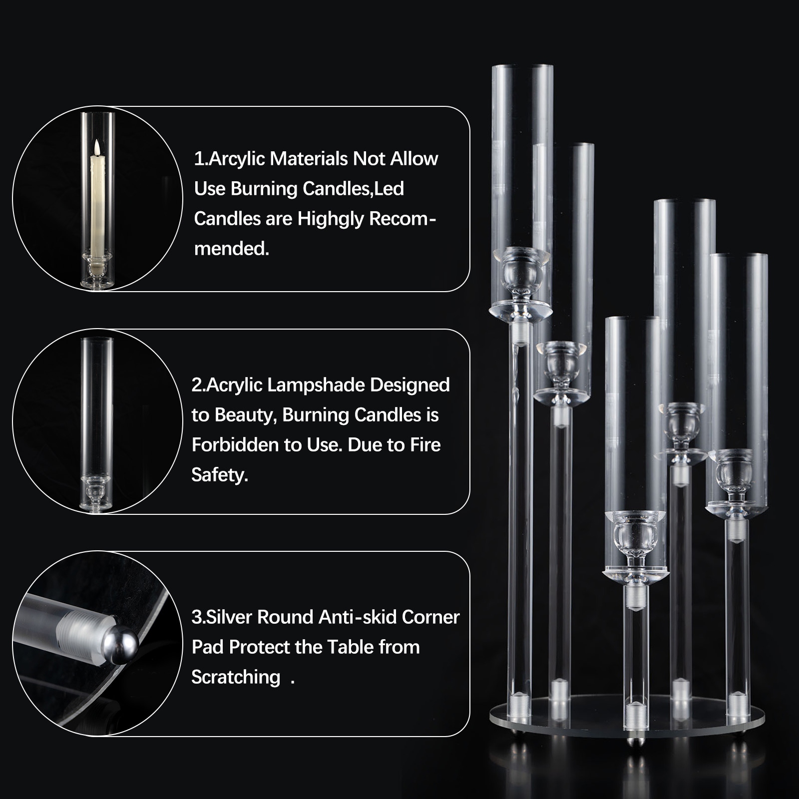Clear Acrylic 5 Arm Candlestic - огляд і ціна Centerpiece Stick