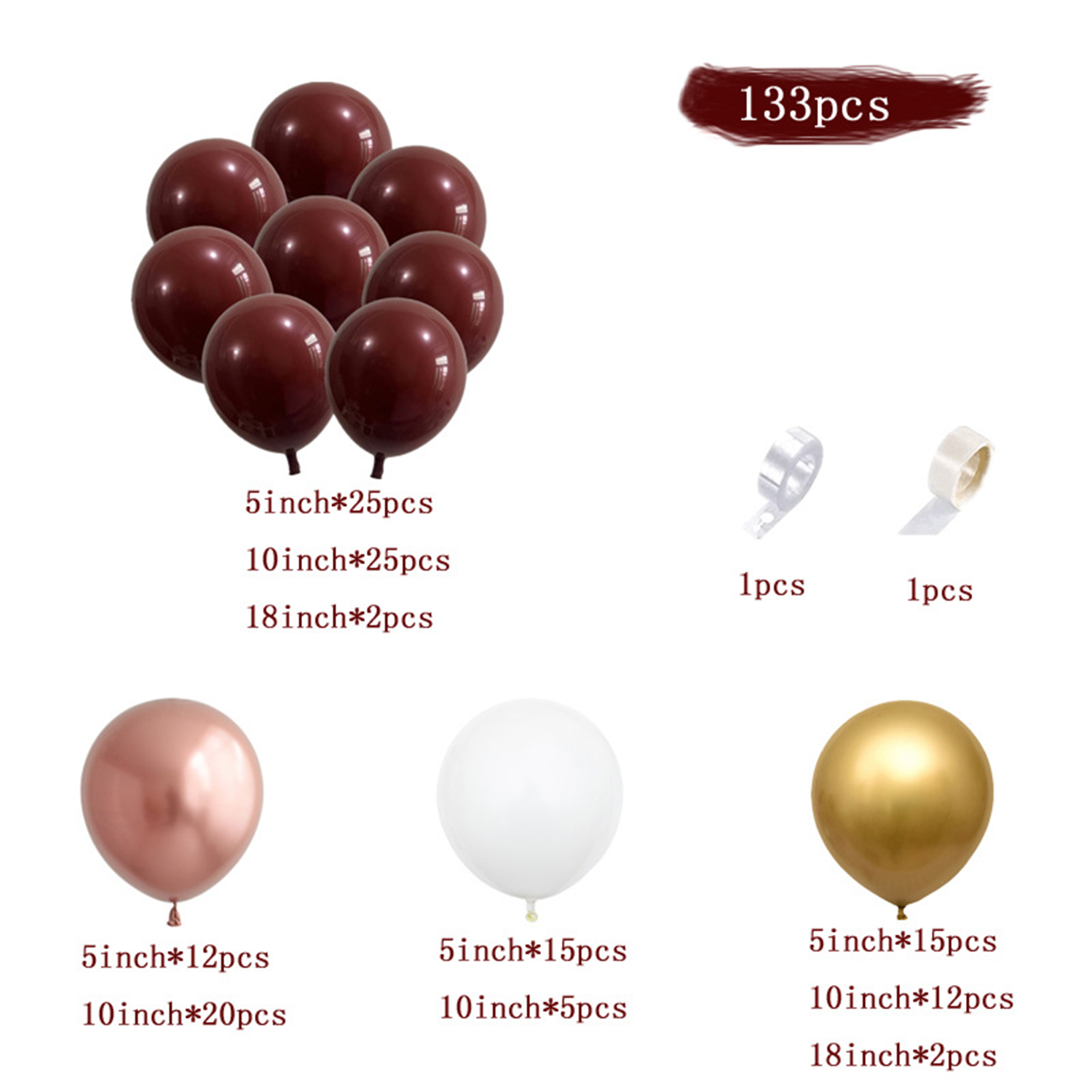 Garnet Balloon Set Garland Arc - огляд і ціна Party Event Supplier