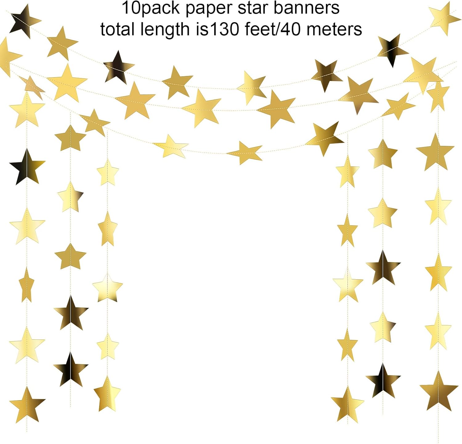 130ft Star Garland Banner for  - огляд і ціна Party Banner Gold